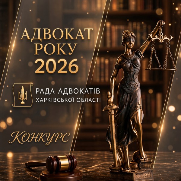 Рада адвокатів Харківської області оголошує Конкурс «Адвокат року — 2026» Рада адвокатів Харківської області оголошує Конкурс «Адвокат року — 2026»
